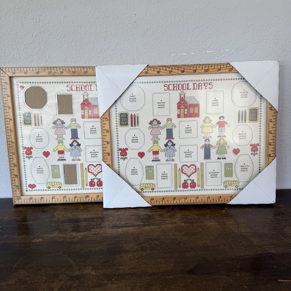 Vintage Silverwood Ruler Frames 2 School Days K-12 Collage Picture Set Cottage